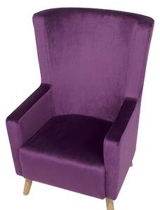 Retro fotel uszak tapicerowany welurowy fioletowy Oneida Beliani