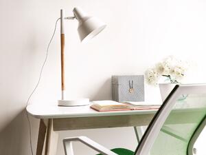Lampa biurkowa Skandynawski design drewniana ruchomy klosz biała Aldan Beliani