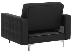 Zestaw wypoczynkowy rozkładany 5-osobowy sofa fotele ekoskóra czarny Aberdeen Beliani