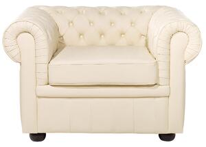 Klasyczny zestaw wypoczynkowy sofa fotel pikowany skóra kremowy Chesterfield Beliani