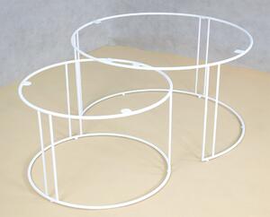 Komplet dwóch skandynawskich stolików kawowych biały + dąb lancelot - Olona 5X
