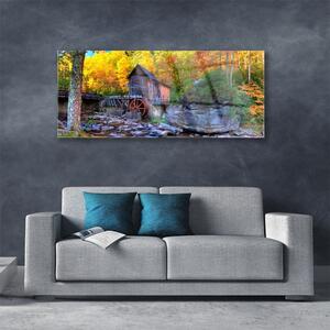 Obraz Akrylowy Młyn Wodny Jesienny Las