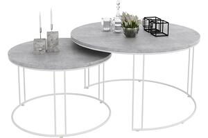 Zestaw stolików kawowych biały + beton - Olona 5X