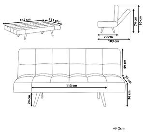 Sofa trzyosobowa z funkcją spania regulowane podłokietniki szaroniebieska Ingaro Beliani