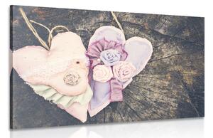 Obraz handmade serduszka na pniu