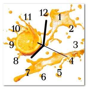 Zegar szklany kwadratowy Sok Pomarańczowy