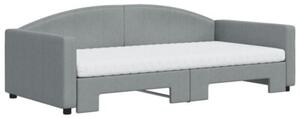 Sofa rozsuwana z materacami, jasnoszara, 100x200 cm, tkanina