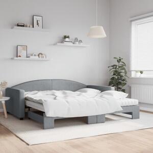 Sofa rozsuwana z materacami, jasnoszara, 100x200 cm, tkanina