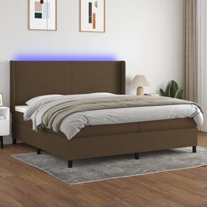 Łóżko kontynentalne z materacem, brązowe, 200x200 cm, tkanina