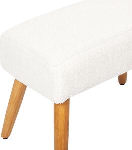 Retro stołek podnóżek boucle prostokątny drewniane nóżki biały Takoma Beliani