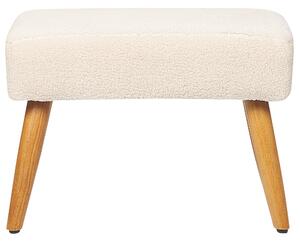 Retro stołek podnóżek boucle prostokątny drewniane nóżki beżowy Takoma Beliani