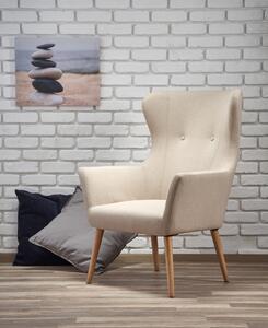Tapicerowany fotel Uszak w stylu skandynawskim Beżowy FAVIOS