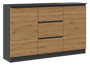 Komoda loft z szufladami i drzwiczkami antracyt + dąb artisan D0-K16
