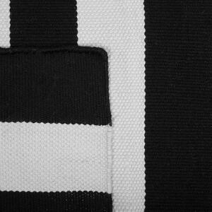 Dywan zewnętrzny czarno-biały materiał syntetyczny w paski 160 x 230 cm Tavas Beliani