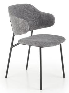 Szare tapicerowane krzesło z kubełkowym oparciem D6-E15
