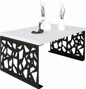Stolik kawowy z metalowym stelażem czarny + biały W7-F44