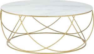 Złoty stolik Gala z blatem imitującym marmur, okrągły