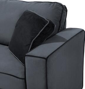 Sofa szara welurowa dodatkowe poduszki 3-osobowa Falun Beliani