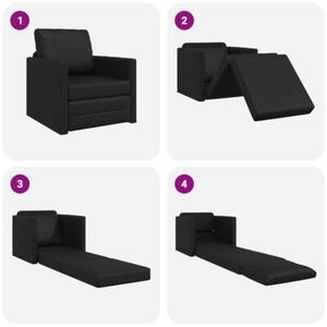 Sofa bed czarny 74 x 77 x 81 cm sztuczna skÃ³ra