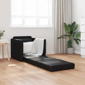 Sofa bed czarny 74 x 77 x 81 cm sztuczna skÃ³ra