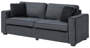 Sofa szara welurowa dodatkowe poduszki 3-osobowa Falun Beliani