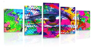 5-częściowy obraz ludzkie oko w stylu pop-art