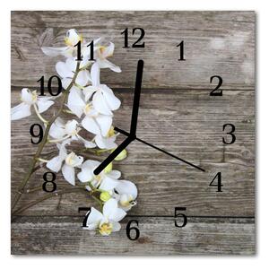 Zegar szklany kwadratowy Storczyk kwiat