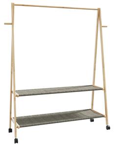 Wieszak bambusowy na kółkach z 2 półkami 132cm D6-Z58