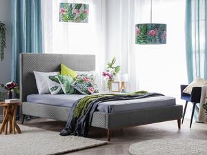 Nowoczesne łóżko podwójne tapicerowane welurowe 180 x 200 cm szare Bayonne Beliani
