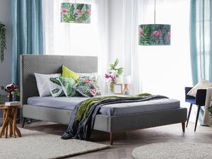 Nowoczesne łóżko podwójne tapicerowane welurowe 160 x 200 cm szare Bayonne Beliani