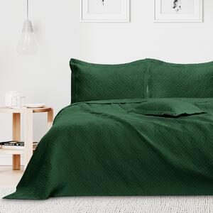 Dwustronna narzuta pikowana na łóżko Butelkowa zieleń HAKI-170x210 cm
