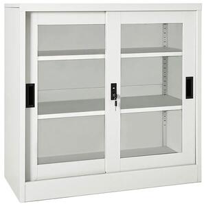 Jasnoszara szafka biurowa z półkami F2-T12