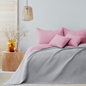 Narzuta na łóżko Pikowana Dwustronna Różowo Srebrna SOFTA-260x280 cm