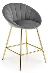 Szary tapicerowany hoker welurem w stylu glamour K3-N79