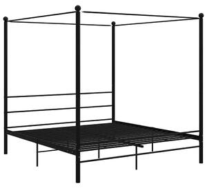 Czarne industrialne łóżko małżeńskie z baldachimem 160x200 cm K7-M00