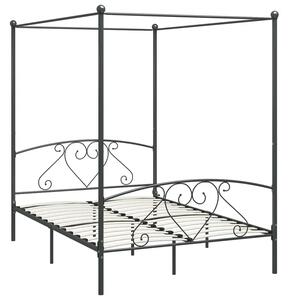 Szare metalowe łóżko z baldachimem 160x200 cm E0-P12