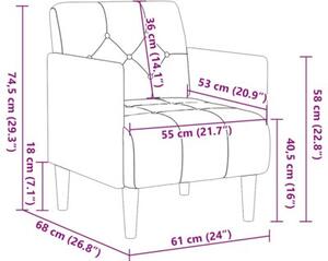 Sofa fotel z podÅokietnikami ciemnoszary 55 cm aksamit