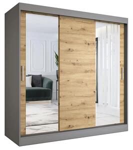 Szafa przesuwna antracyt + dąb artisan 200 cm M7-P21