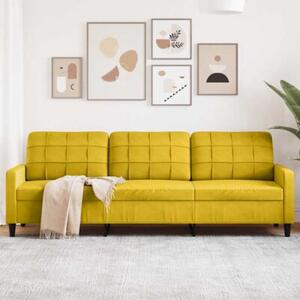 Sofa 3-osobowa, Å¼Ã³Åty, 210 cm, tapicerowana aksamitem