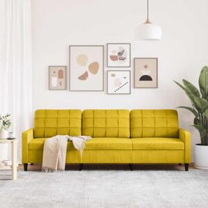 Sofa 3-osobowa, Å¼Ã³Åty, 210 cm, tapicerowana aksamitem