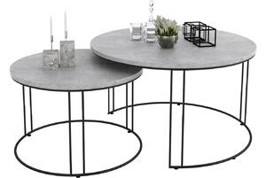 Zestaw dwóch stolików kawowych czarny + beton F6-C08