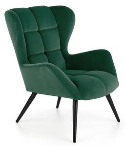Zielony welurowy fotel uszak D6-F50