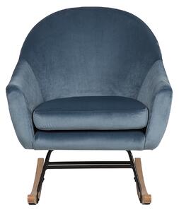 Nowoczesny fotel bujany na płozach welurowy niebieski Oxie Beliani