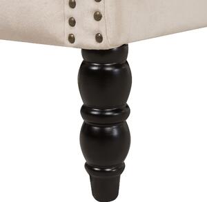 Fotel beżowy welurowy dekoracyjny drewniane nóżki ćwiekowany Svedala Beliani