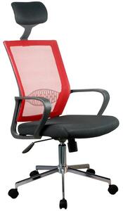 Czerwony fotel ergonomiczny z zagłówkiem do biurka E8-Z87
