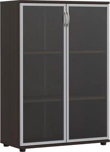 Minimalistyczny regał biurowy z witryną wenge G3-T53