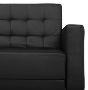 Modułowa sofa rozkładana 3-osobowa pikowana ekoskóra czarna Aberdeen Beliani