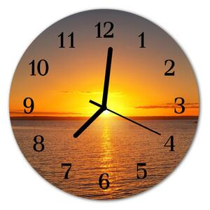 Zegar szklany okrągły Zachód słońca