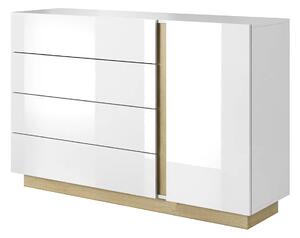Komoda Z Biały Szufladami + Dąb Grandson L0-E41