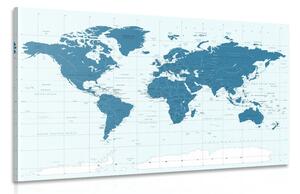 Obraz polityczna mapa świata w kolorze niebieskim